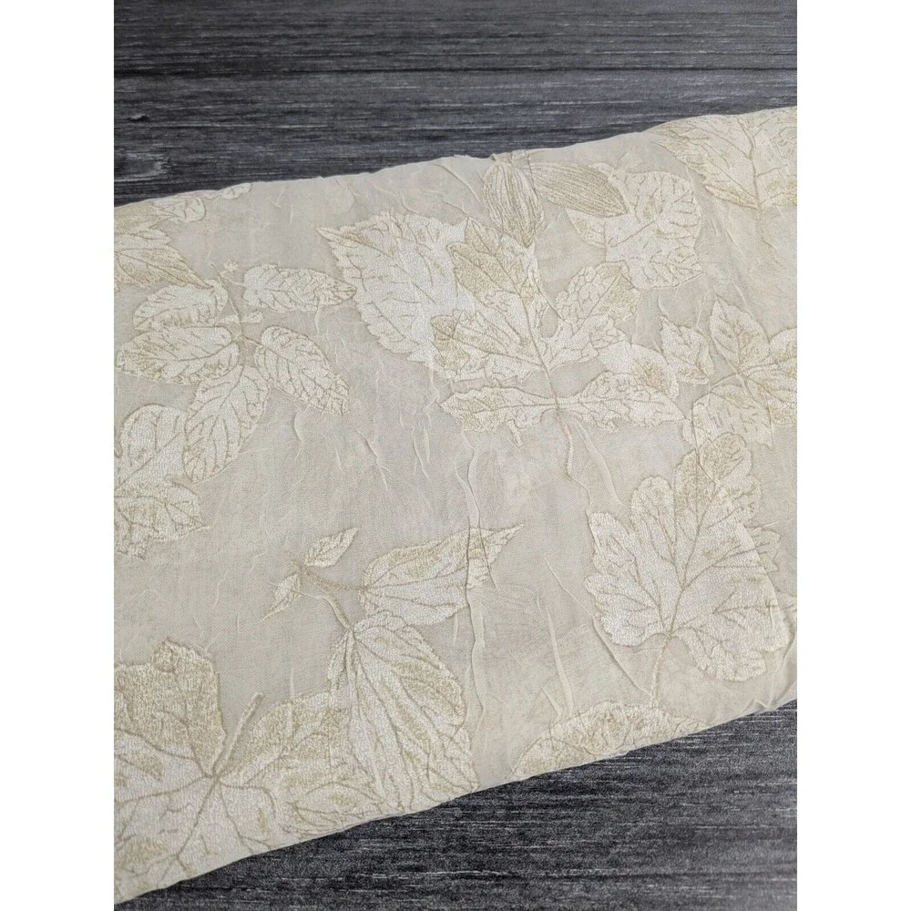 Vintage Croscill Sheer Curtain Panel Pair 84 x 45 Ivory & Gold Leaves Rod Pocket